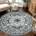 thumbnail image 4 of Findosom 4'x4'Round Area Rug,Non Slip Washable Round Rug Boho Area Rug for Living Room,Bedroom,Home Decor,Office,Dining Room,Gray, 4 of 9