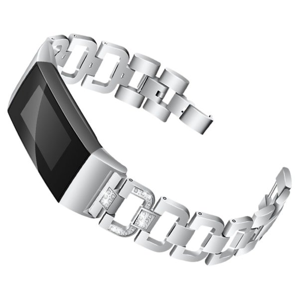 Pulsera de metal con diamantes de imitación para Fitbit Charge 3/4, color plata