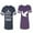 Men Navy / Women Purple, variant on Bird CageUnisex Couple Matching Cotton Jersey style T-Shirt Contrasting stripes on sleeves (Men Navy / Women Black) (Men S / Women S)