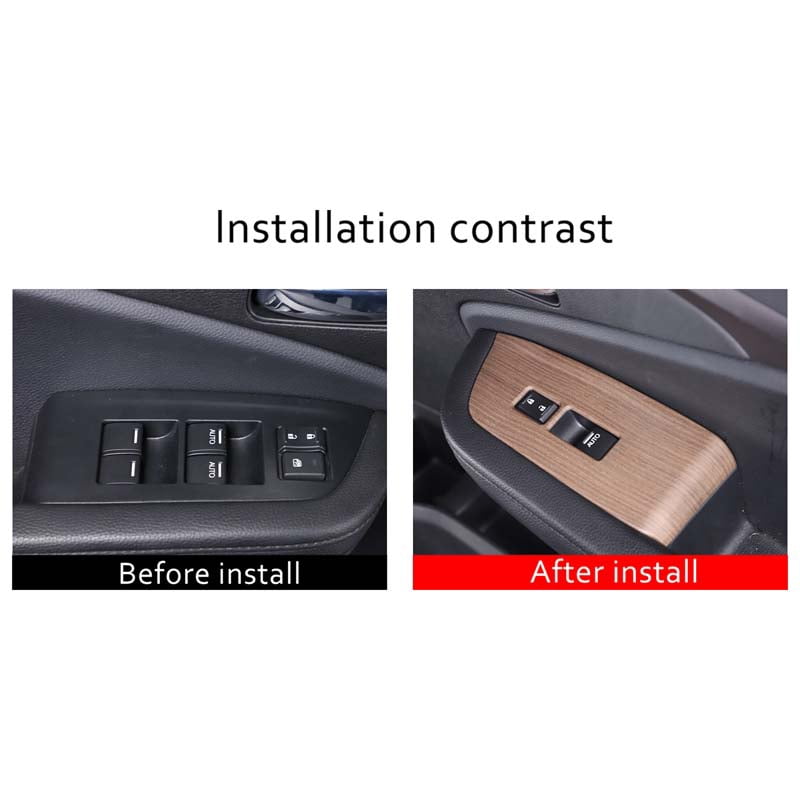 TINKI 4PCS Window Lift Switch Panel Frame Cover Trim for Honda Pilot 2016-2022/ Passport 2019-2023, ABS Material Car Door Window Glasses Lifter Button Decoration Accessories