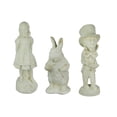 thumbnail image 1 of 3 Piece Alice in Wonderland, White Rabbit & Mad Hatter Antiqued White Solid Cement Statue Set, 1 of 5