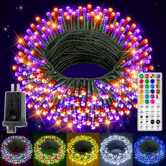 Luces navideñas Ollny RGB 200 LED de 20 m con mando a distancia a prueba de agua