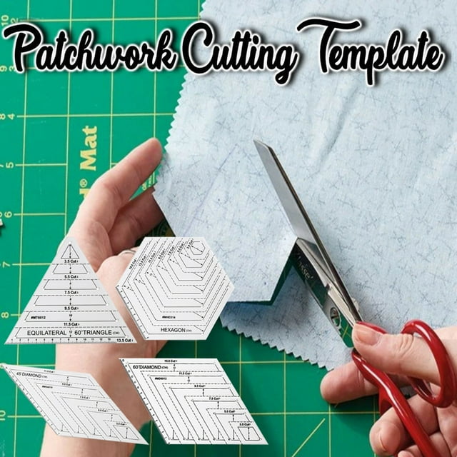 Cagogo under $5 4Pcs Acrylic Cutting Ruler, Patchwork Cutting Template, Acrylic Ruler Cutting Ruler, DIY Sewing Tools Quilting, Hexagon Triangle Shape Template, Craft Sewing Measurement Tool