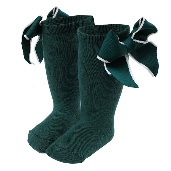 TOOYOU Baby Socks Knee High Socks Long Boot Socks With Bow Cotton Knit Stocking Toddler Dress Socks For Girls Breathable Slippers With Soft Rubber Sole Baby On Sneakers Size 12-36 Months