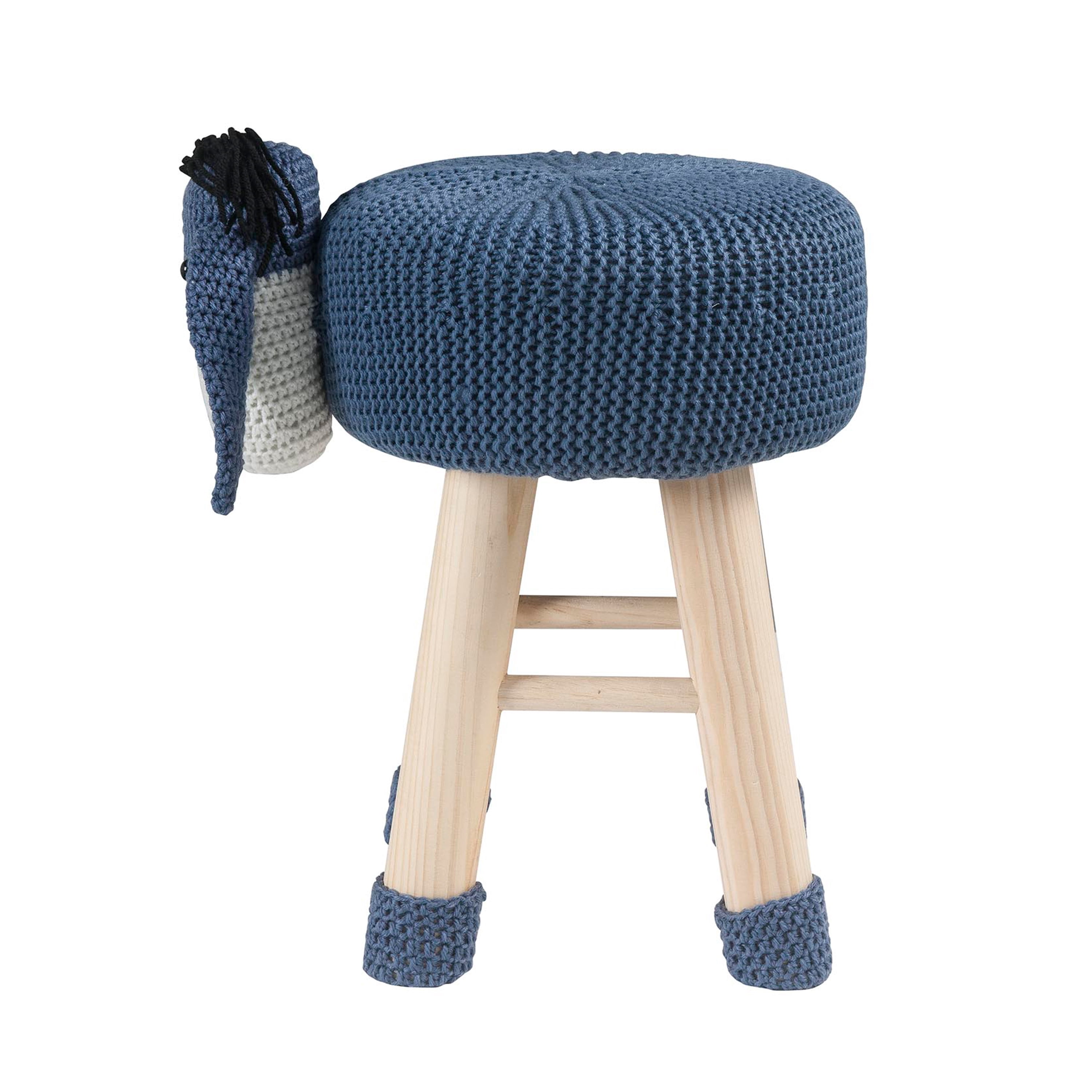 AC Pacific Children's Woven Donkey Ottoman Stool with Wooden Legs, Gray