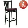 thumbnail image 3 of Flash Furniture 2 Pk. HERCULES Series Black School House Back Metal Restaurant Barstool - Burgundy Vinyl Seat, 3 of 8