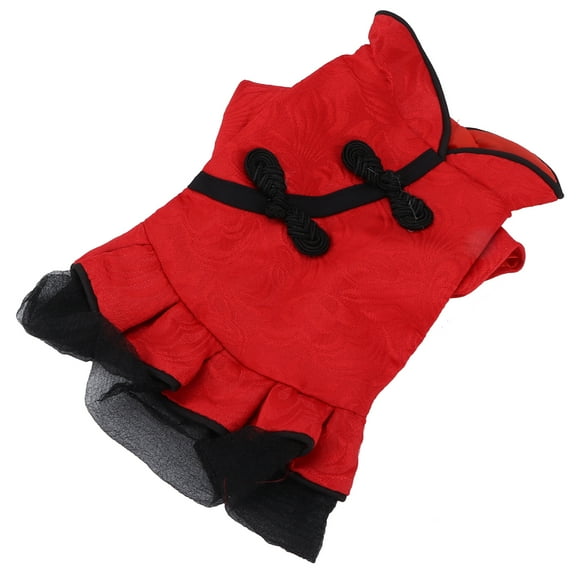 CHICIRIS Puppy Chinese Style Costume,Pet Chinese Style Suit Spring and Summer Cotton Qipao Costume for Pet Puppy and Cats,Puppy Cat Dress