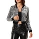 thumbnail image 1 of CHAQUETA BOMBER CORTA METÁLICA DE MANGA LARGA CON COLLAR ALTO Y CREMALLERA PARA MUJERES INSPIRAR CHIC M PLATA, 1 of 7