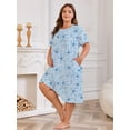 thumbnail image 4 of PinkBeautiM Nightgowns for Women Plus Size Floral Print Short Sleeve Pleated Sleepwear, 4 of 6