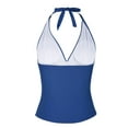 thumbnail image 3 of Mycoco Women's Halter Swim Top V Neck Swimwear Front Shirred Tankini Top, 3 of 6