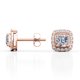 thumbnail image 3 of Pendientes de Botón JeenMata Halo de Moissanita 1,1 Quilates Baño de Oro Rosa de 18 K sobre Plata, 3 of 5