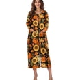 thumbnail image 4 of FOR U DESIGNS Sunflower Pumpkin Print Womens Nightgown Lightweight Long Sleeve Night Shirts Zip Up Duster Lounger Robe with Pockets, Long Sleeve House Coat Fall Home Decor, 3XL, 4 of 8