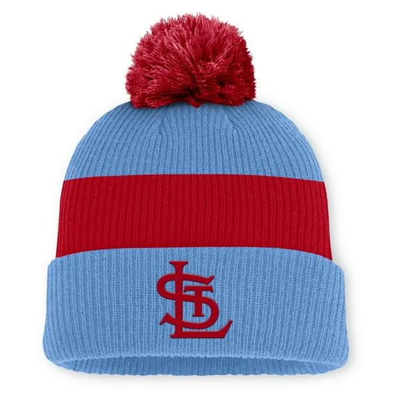 Men's Nike Light Blue/Red St. Louis Cardinals Cooperstown Collection Peak Standard Cuffed Knit Hat with Pom
