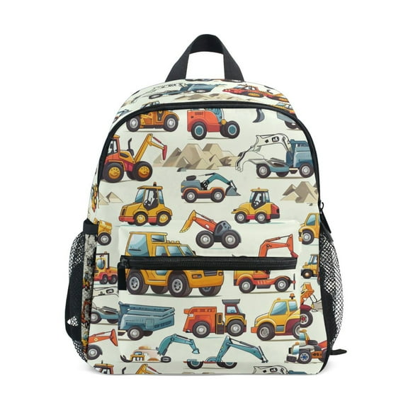 ALAZA Cartoon Truck Engineering Excavator Bulldozer School Backpack Small Bookbag Mini Bags