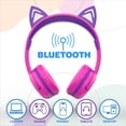 thumbnail image 3 of FosPower Bluetooth Kids Headphones with 3.5mm Audio cable included, LED Light Up Ears, Wireless or Cable Connected Kids Headset (Max 85dB) with USB-C Charging Cable - Hot Pink/Purple, 3 of 7
