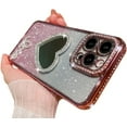 thumbnail image 6 of for iPhone Case,Glitter Crystal Diamend Rhinestone Sparkle Sparkly Love Heart Mirror Gradient Bumper Camera Lens Protection Soft Shockproof Phone Case (Purple,iPhone 13 Pro Max), 6 of 6