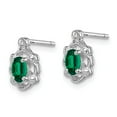 thumbnail image 2 of 925 Sterling Silver Rhodium-plated Created Emerald & Diam. Earrings; for Adults and Teens; for Women and Men, 2 of 3