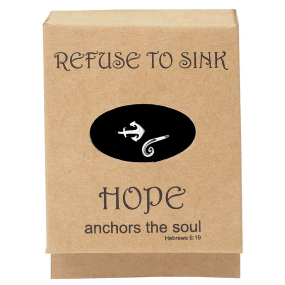 Quan Jewelry Anchor Ring, Rings for Women, Hope Anchor of my Soul Quote, Inspirational Quote Card