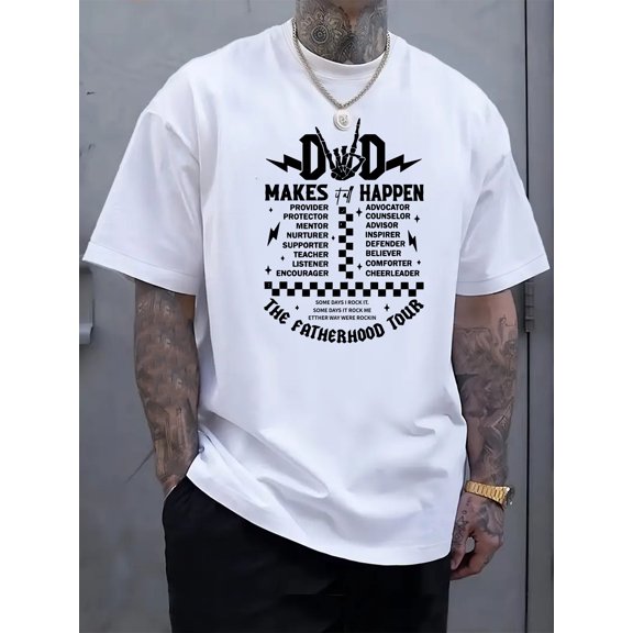 item picture mens dad themed t shirt dad the tour graphic print short sleeve crew neck casual shirt machine washable suitable for fathers day gift casual attire year round di