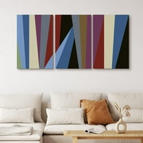 PixonSign Canvas Print Wall Art Set Multicolor Geometric Spikes Abstract Shapes Illustrations Pop Art Modern 3D Colorful Multicolor Neon for Living Room, Bedroom, Office - 24"x36"x3