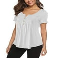 thumbnail image 2 of Femmes Été Plus Size Tunique Tops Manches Courtes Blouses Casual Floral Henley Shirts, 2 of 5