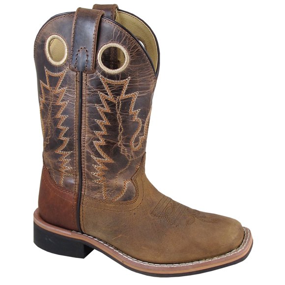 Smoky Mountain Botte de Cowboy pour Enfants en Cuir Brun Usé/brun Craquelé pour Enfant Jesse