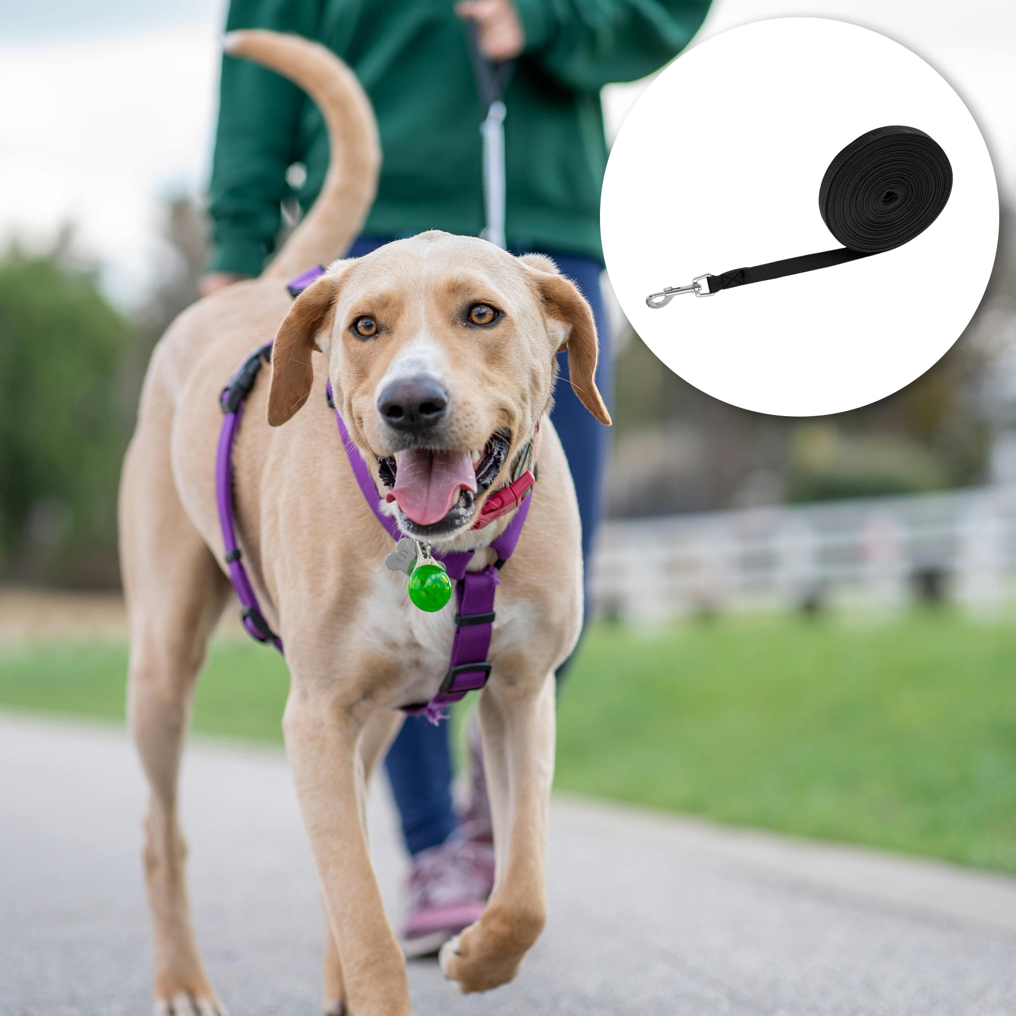 Unique Bargains Training Dog Leash 49.2ft Long Black
