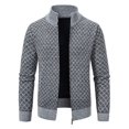 thumbnail image 2 of Xysaqa Men's Full Zip Soft Comfy Knitted Cardigan Sweater Classic Slim Fitted Business Work Cardigan Sweaters Casual Stand Collar Mens Fashion Fall Winter Clothes Gray, 2 of 5