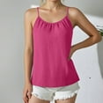 thumbnail image 6 of Otntypg Womens Summer Tank Tops Sleeveless Spaghetti Strap Scoop Neck Casual Pleated Cami Blouse Loose Fit Beach Vacation Flowy Shirts Outfits Hot Pink M, 6 of 10