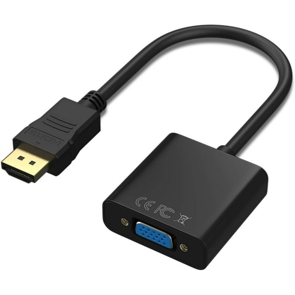 HDMI to VGA, Gold-Plated HDMI to VGA Adapter, Male to Female for Computer, Desktop, Laptop, PC, Monitor, Projector, HDTV, Chromebook, Raspberry Pi, Roku, Xbox and More