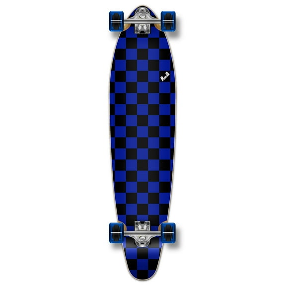 Yocaher Kicktail Longboard Complete - Checker Blue