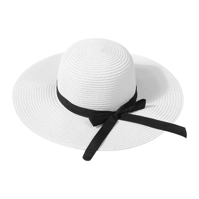 Txlixc Sombrero de paja de papel femenino, arco de ala ancha Txlixc moda