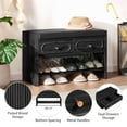 thumbnail image 3 of Wirrytor Curved Edge Shoe Storage Bench with 2 Drawers, 2-Tier Cushioned Entryway Bench Shoe Rack Organizer for Hallway Bedroom Living Room, Black, 3 of 11