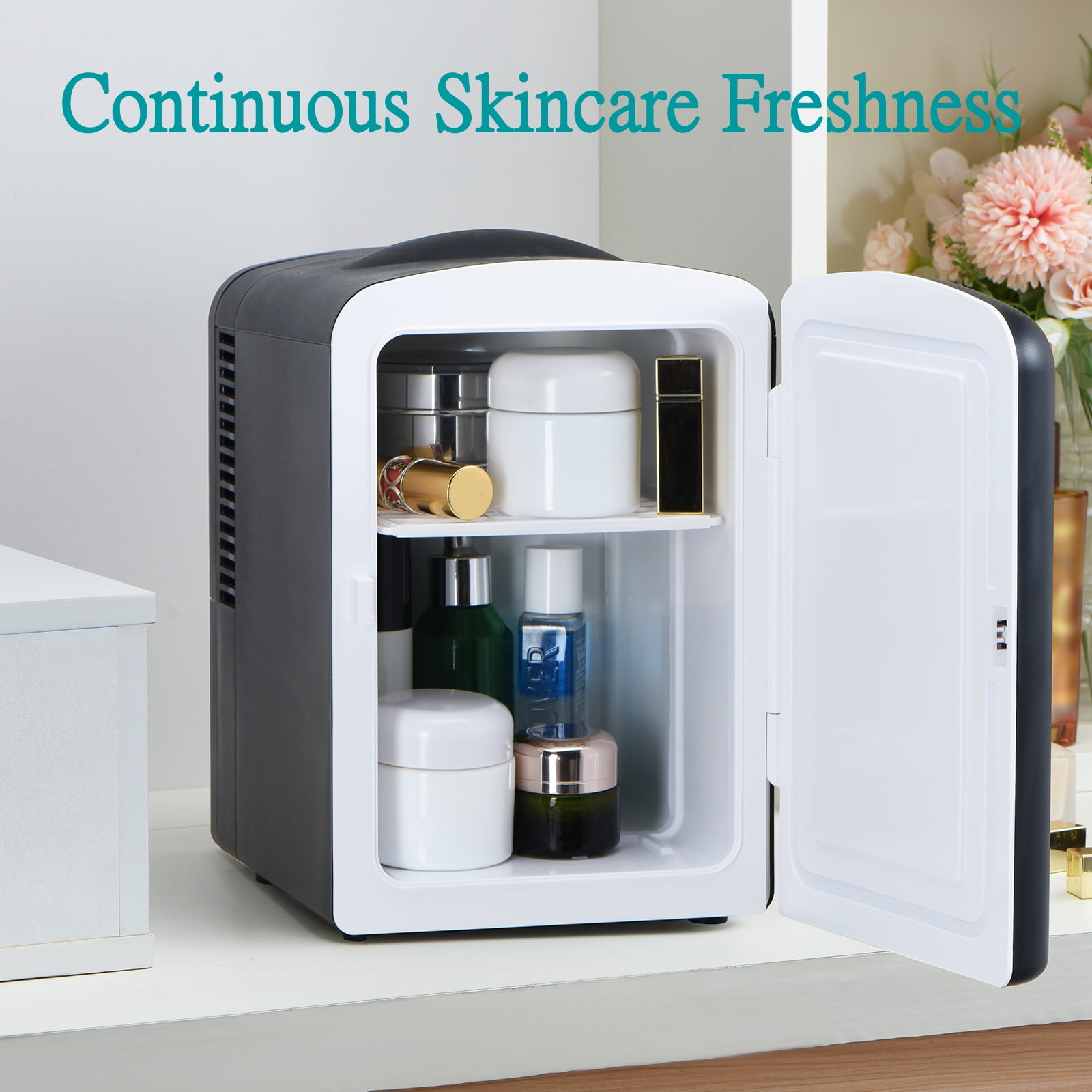 Iceblue Skincare Refrigerator, 4L/6 Can Retro Mini Fridge，Cooler & Warmer for Home, Office & Dorm
