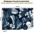 thumbnail image 3 of Peel and Stick Wallpaper Canvas Floral seamless Anthurium flowers leaves blue tone dark blue Modern Art Wall Mural Decor Self Adhesive and Removable 100in x 144in, 3 of 7