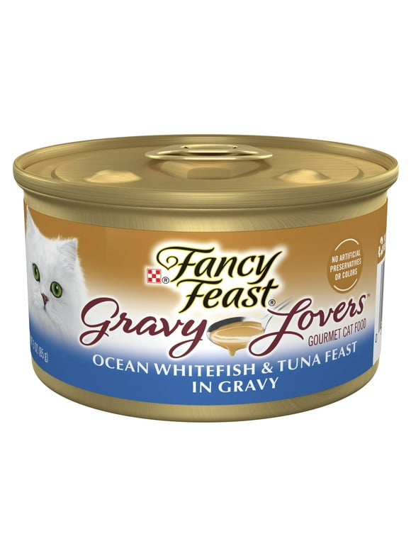 Purina Fancy Feast Gravy Lovers Ocean Whitefish and Tuna Feast Gourmet Cat Food in Wet Cat Food Gravy