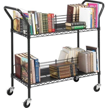 Safco Wire Stainless Steel Book Cart in Black