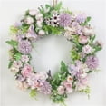 thumbnail image 2 of 16 Inches Artificial Purple Peony Embroidered Wreath for Front Door Valentines Mother's Day Wreath Spring Summer Wreaths for Home Wall Wedding Festival Farmhouse Porch, 2 of 9