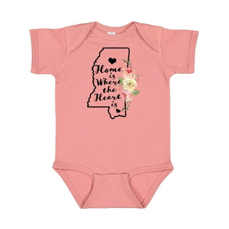 

Inktastic Mississippi Home is Where the Heart is with Watercolor Gift Baby Boy or Baby Girl Bodysuit