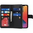 thumbnail image 5 of Wallet Case Compatible with iPhone 12 Pro Max Case,[9 Card Slots] [Wrist Strap] [Stand Feature] Zipper Cash Pocket Magnetic Leather Cover Shockproof Case for iPhone 12 Pro Max,6.7 inch Black, 5 of 14