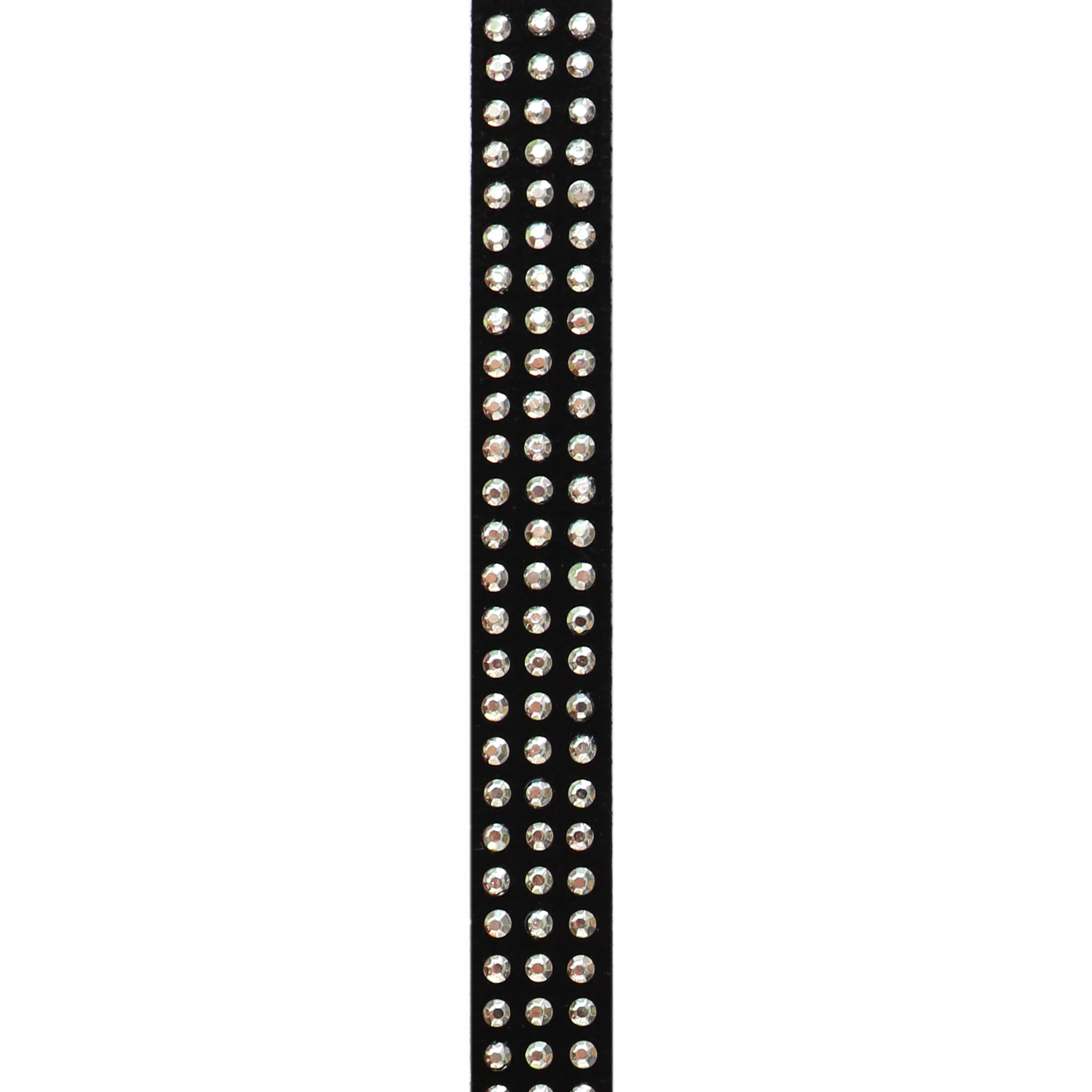 Gwen Studios Black Faux Leather Metal Studded Trim, Small Silver Studs, 3/8" x 2 Yards