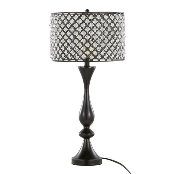 27.5" Oiled Rubbed Bronze Table Lamp w/ Crystal Bling Shade