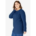 thumbnail image 3 of Woman Within Plus Size Cable Knit Pullover Crewneck Sweater, 3 of 5