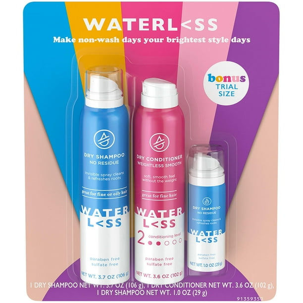 Waterless Bundle Pack w/ Dry Shampoo Spray, Dry Conditioner & Travel