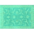 thumbnail image 1 of Ahgly Company Machine Washable Indoor Rectangle Oriental Turquoise Blue Traditional Area Rugs, 6' x 9', 1 of 4