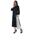 thumbnail image 3 of Bimba Mandarin Collar W/ Pintucked Neck CottonÂ&nbsp;KurtiÂ&nbsp;For Womenâ€™s Indian Ethnic Straight Solid Kurta, 3 of 7