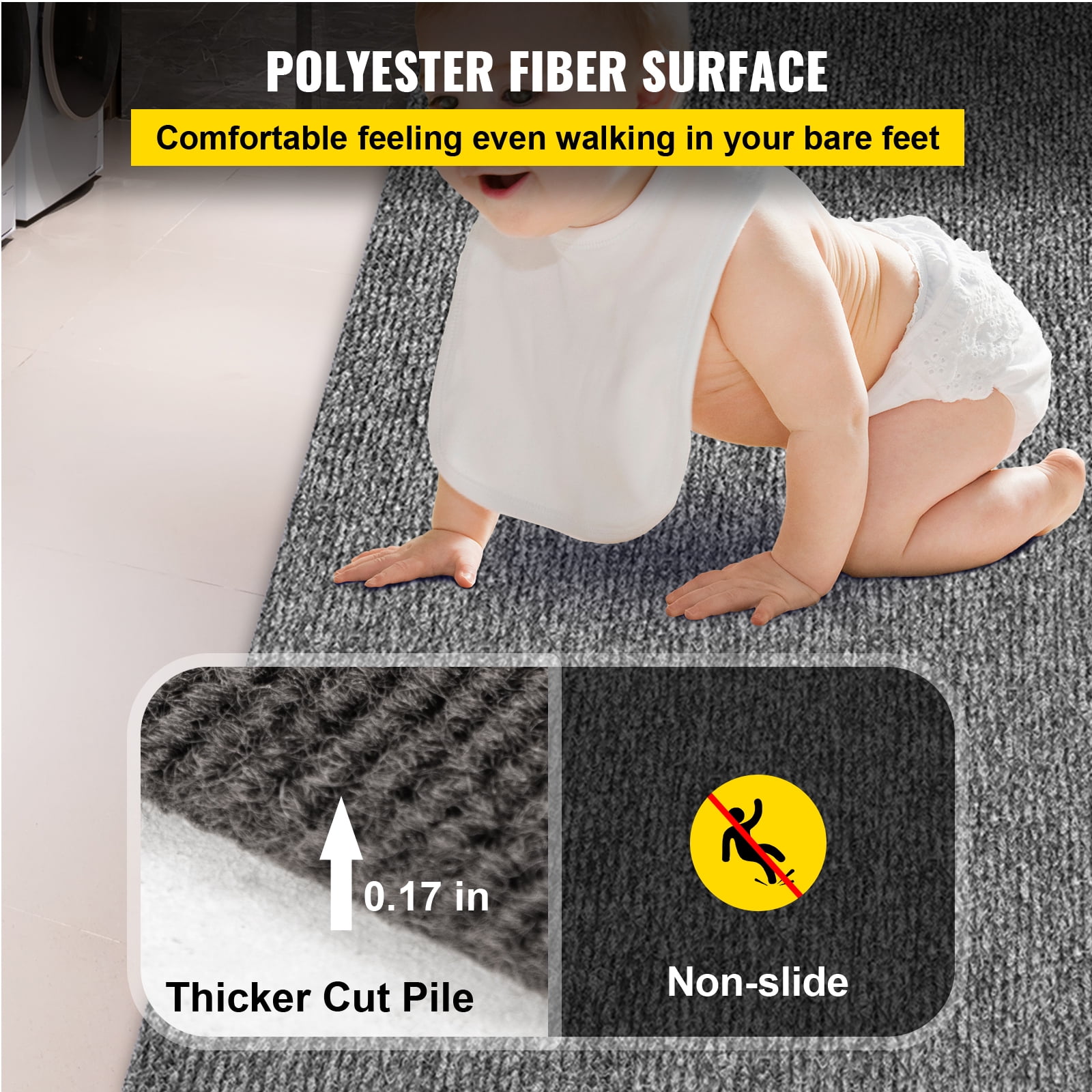 VEVOR Boat Carpet 6x13' Indoor Outdoor Marine Carpet Rug - Size Optional - 32 oz. waterproof patio Anti-slide rug, Gray