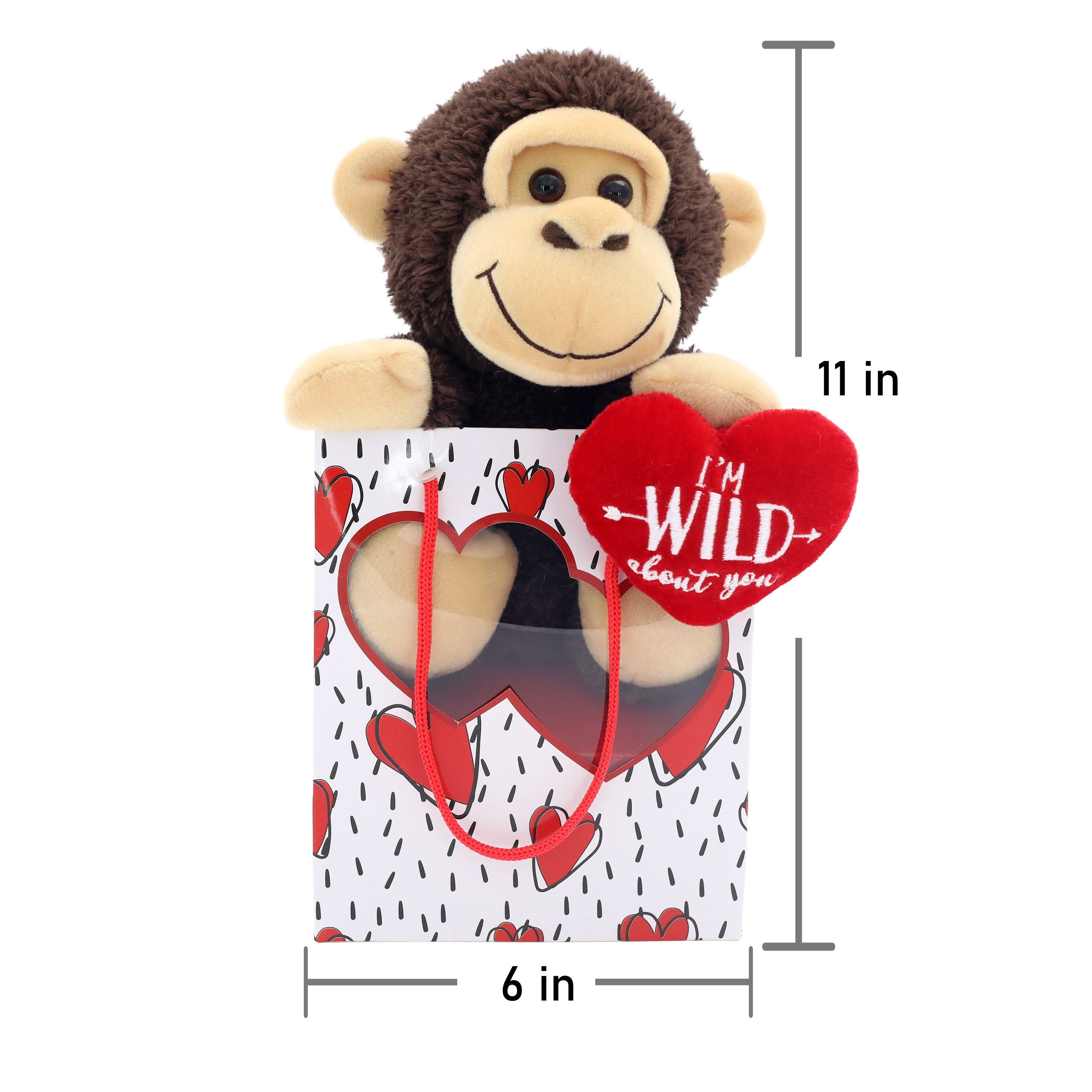 Way to Celebrate!&nbsp;Valentine’s Day Plush Toy In Gift Bag, Monkey​ &nbsp;​​
