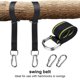 thumbnail image 4 of Vogacara Kit colgante de columpio de árbol, correas de 350KG, conjunto de mosquetón de cinturón de conexión, hamaca portátil para jardín al aire Juegos de césped Amarillo negro Vogacara FN010410-02B, 4 of 6