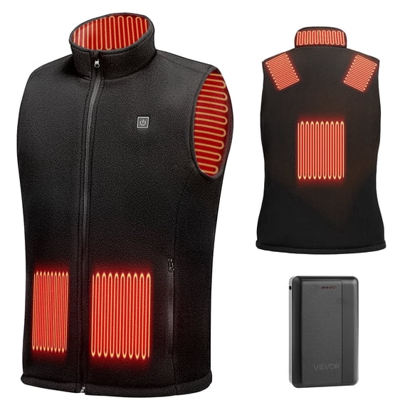 VEVOR Heated Vest, Men Electric Heating Vest with 16000 mAh Battery Pack, 6 Heating Zones Lightweight Rechargeable Winter-Vest with 3 Levels, for Outdoor Hiking Camping Fishing Skiing, Size L